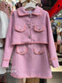 Tweed Co-Ord Sets Colar Down Jackets With Skirts